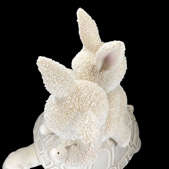 Vtg Dept 56 Snowbunnies Riding Turtle 1995 It's Working We're Going Faster - Picture 6 of 13